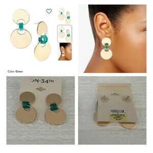 ON 34TH, Gold and Green Double Disc Earrings